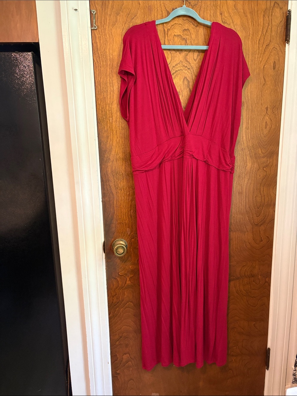 IMAN Deep V Maxi Dress in Berry